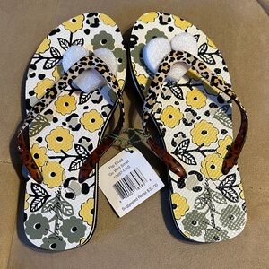 Vera Bradley Go Wild Yellow and Black Women's Flip Flops NWT